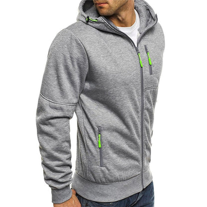 Clásica Sudadera con Capucha para Hombre Con-Cremallera Corte-Relajado Tejido-Suave