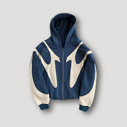 Clásica Sudadera con Capucha para Hombre Estampado-Llamas Con-Cremallera