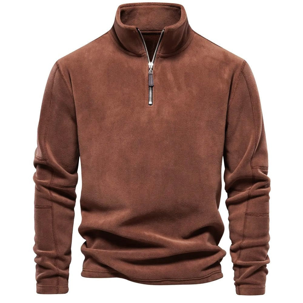 Clásica Sudadera para Hombre Media-Cremallera Cuello-Alto Ajuste-Cómodo