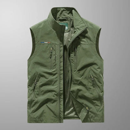 Clásico Chaleco Cargo para Hombre Transpirable Multibolsillos Sin-Mangas