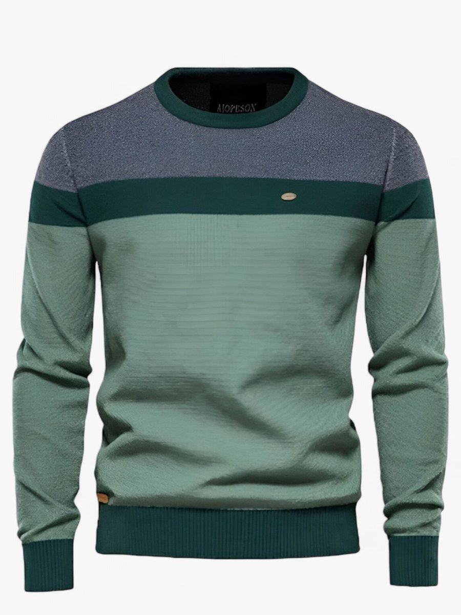Clásico Jersey para Hombre Colorblock Cuello-Redondo Manga-Larga