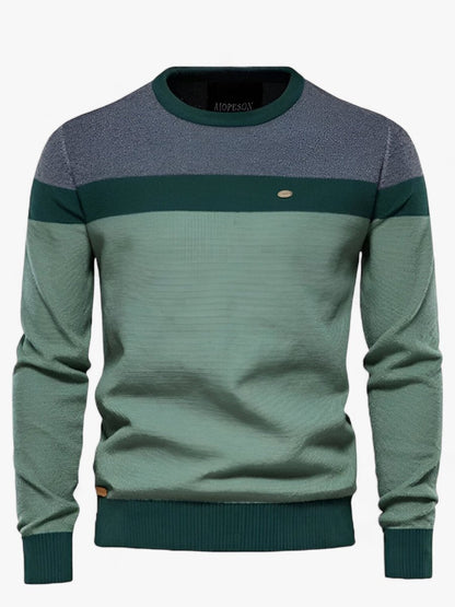Clásico Jersey para Hombre Colorblock Cuello-Redondo Manga-Larga