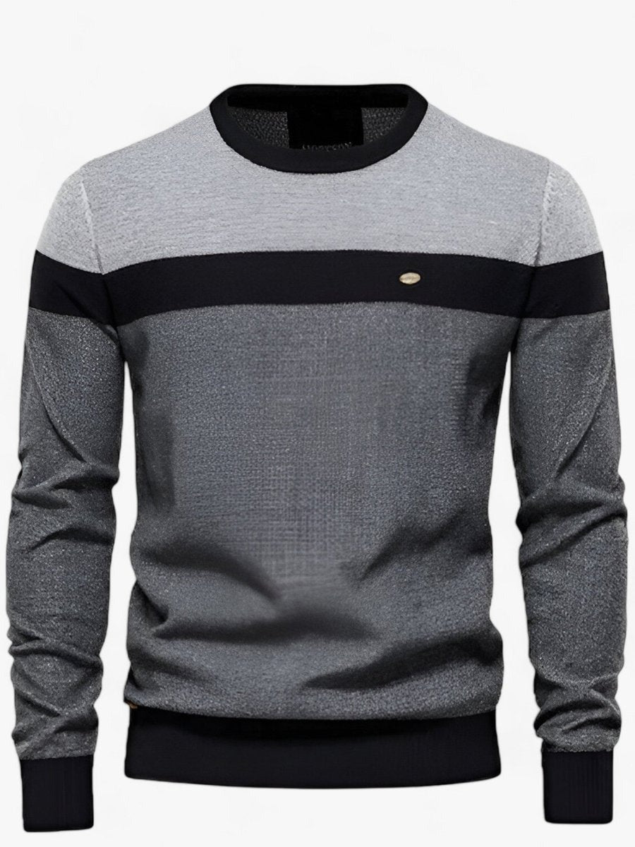Clásico Jersey para Hombre Colorblock Cuello-Redondo Manga-Larga