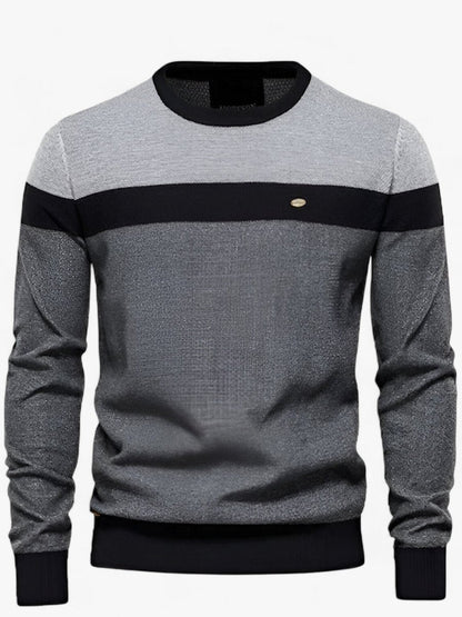 Clásico Jersey para Hombre Colorblock Cuello-Redondo Manga-Larga