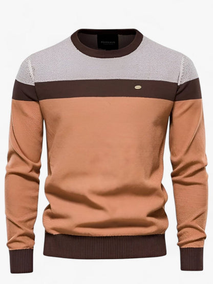 Clásico Jersey para Hombre Colorblock Cuello-Redondo Manga-Larga