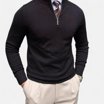 Clásico Jersey para Hombre Media-Cremallera Cuello-Alto Corte-Recto