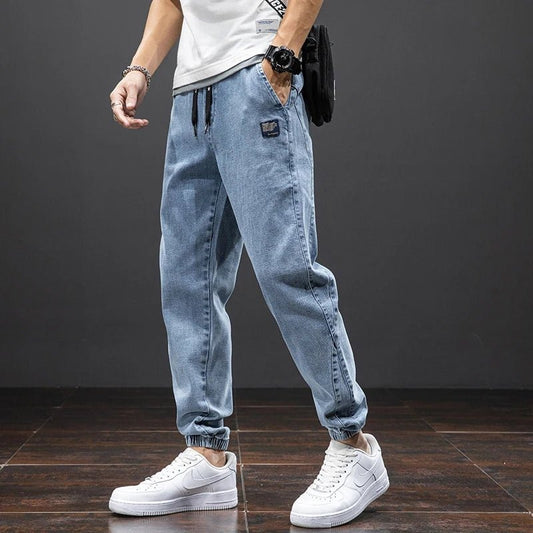 Clásico Pantalón Jogger para Hombre Denim-Elástico Cintura-Elástica Corte-Cónico