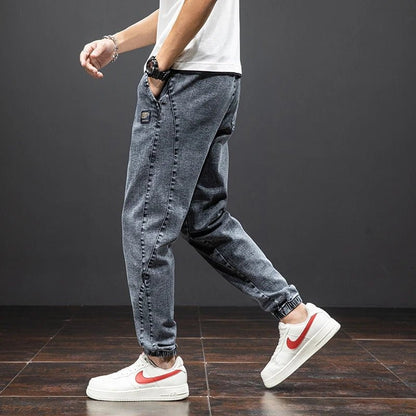Clásico Pantalón Jogger para Hombre Denim-Elástico Cintura-Elástica Corte-Cónico