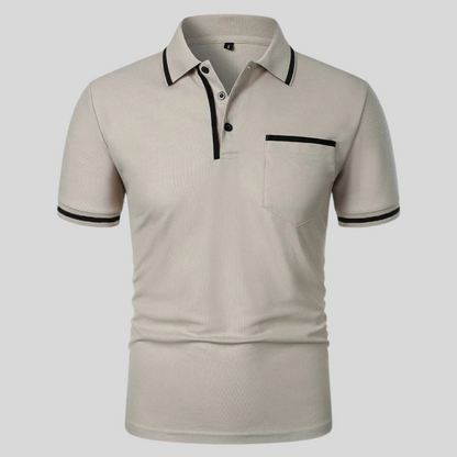 Clásico Polo para Hombre Detalles-Contraste Con-Bolsillo Con-Botones