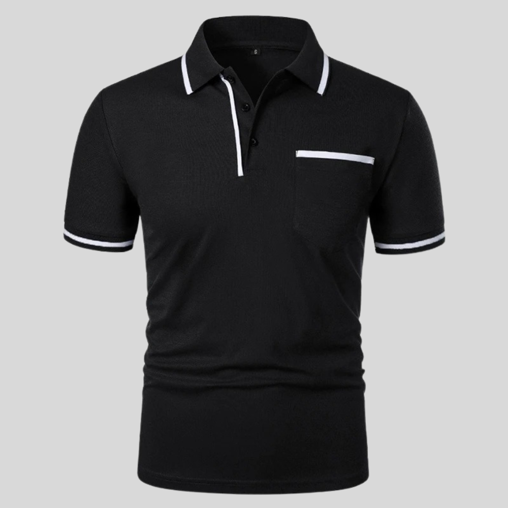 Clásico Polo para Hombre Detalles-Contraste Con-Bolsillo Con-Botones