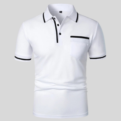 Clásico Polo para Hombre Detalles-Contraste Con-Bolsillo Con-Botones