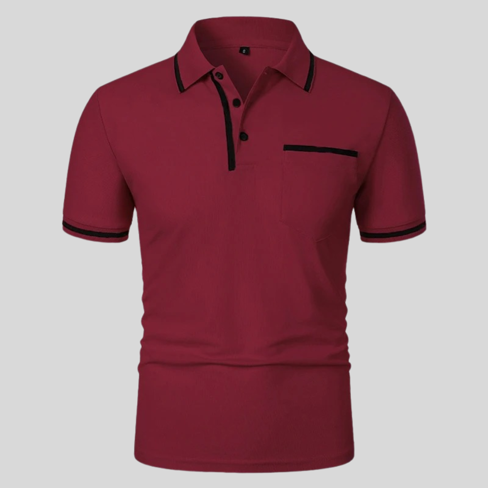 Clásico Polo para Hombre Detalles-Contraste Con-Bolsillo Con-Botones