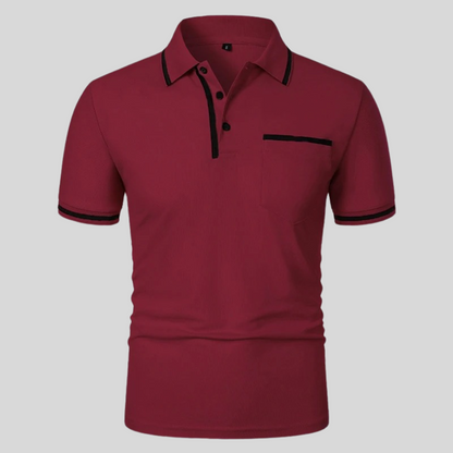 Clásico Polo para Hombre Detalles-Contraste Con-Bolsillo Con-Botones