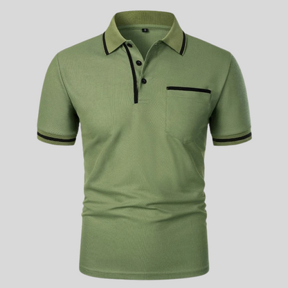 Clásico Polo para Hombre Detalles-Contraste Con-Bolsillo Con-Botones