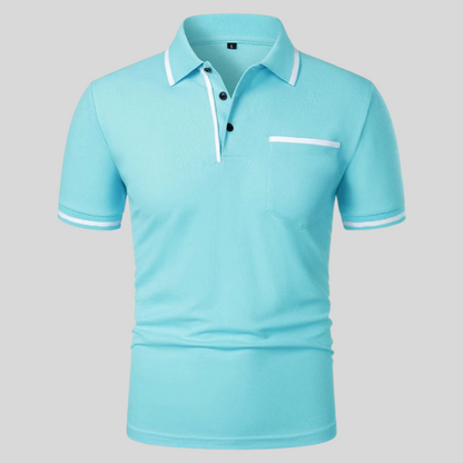 Clásico Polo para Hombre Detalles-Contraste Con-Bolsillo Con-Botones