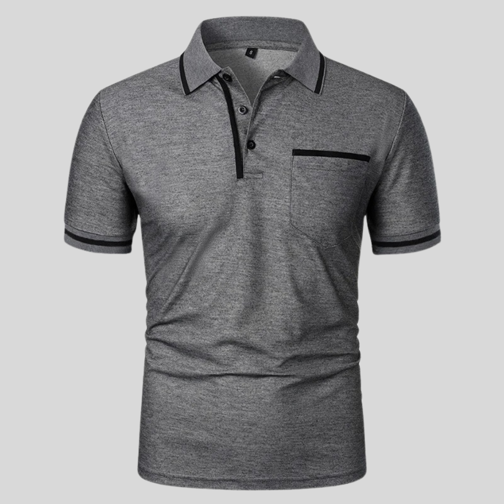 Clásico Polo para Hombre Detalles-Contraste Con-Bolsillo Con-Botones