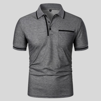 Clásico Polo para Hombre Detalles-Contraste Con-Bolsillo Con-Botones