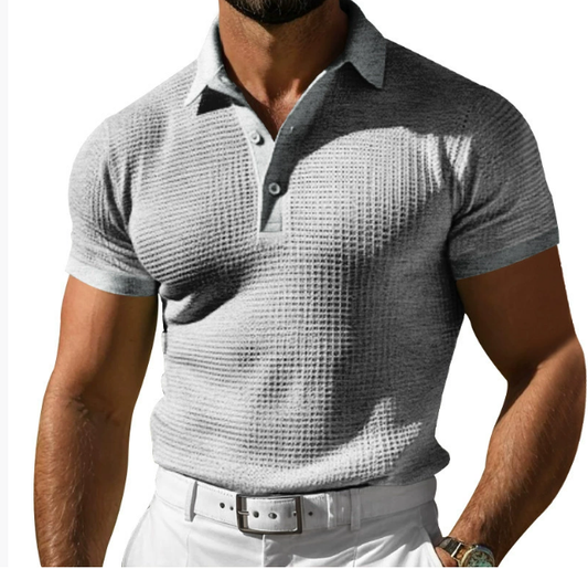 Clásico Polo para Hombre Texturizado Corte-Entallado Con-Botones