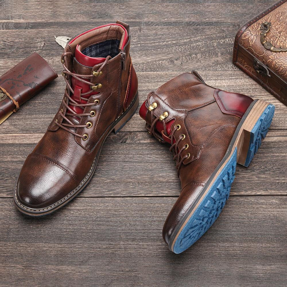 Clásicos Botines para Hombre Con-Cordones Suela-Robusta Estilo-Urbano