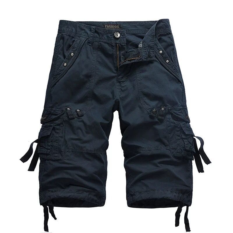 Clásicos Pantalones Cortos Cargo para Hombre Multibolsillos Con-Cinturón Corte-Relajado