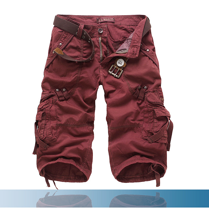 Clásicos Pantalones Cortos Cargo para Hombre Multibolsillos Con-Cinturón Corte-Relajado