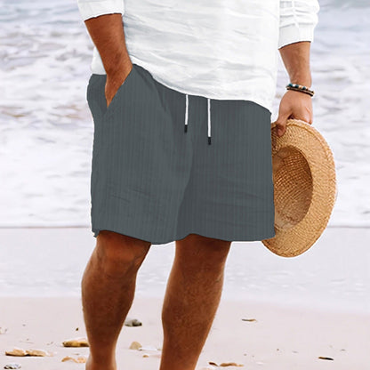Clásicos Pantalones Cortos para Hombre De-Rayas Con-Cordón Holgados