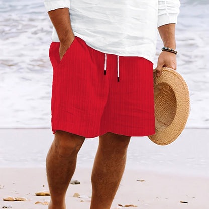 Clásicos Pantalones Cortos para Hombre De-Rayas Con-Cordón Holgados