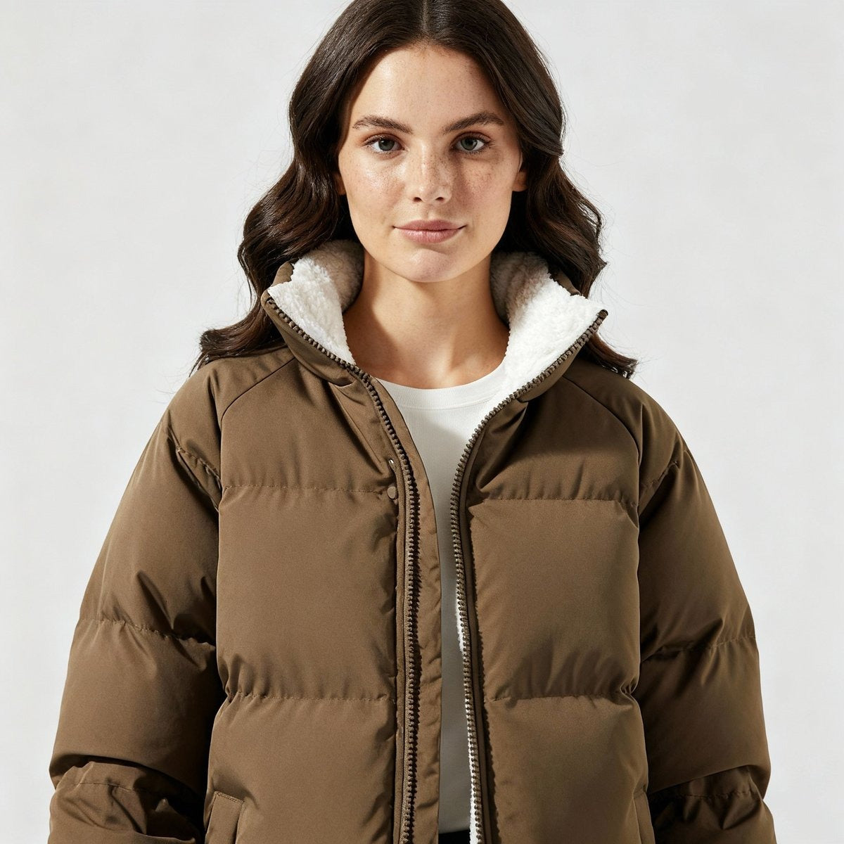 Cómoda Chaqueta Acolchada para Mujer Con-Capucha Forro-Polar Con-Cremallera