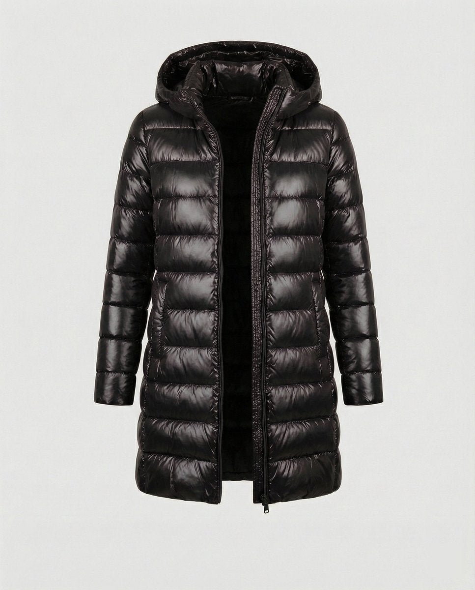 Cómoda Chaqueta de Plumas para Mujer Ultraligera Slim-Fit Con-Capucha