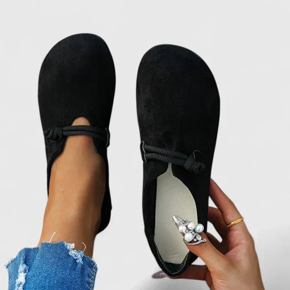 Cómodas Bailarinas para Mujer Slip-On Plantilla-Ergonómica Detalle-Cuerda