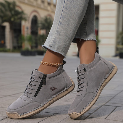 Cómodas Zapatillas para Mujer Con-Cordones Cremallera-Lateral