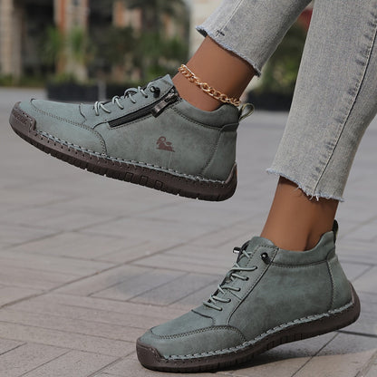 Cómodas Zapatillas para Mujer Con-Cordones Cremallera-Lateral