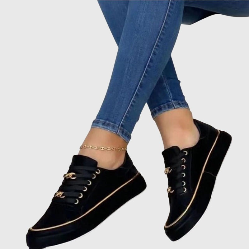 Cómodas Zapatillas para Mujer De-Terciopelo Con-Cordones Estilo-Casual