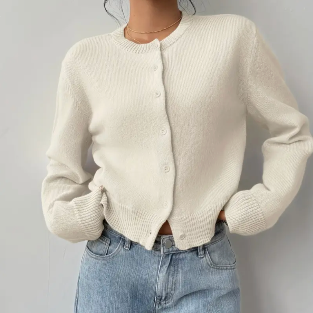 Cómodo Cárdigan para Mujer Con-Cuello Con-Botones Corte-Clásico
