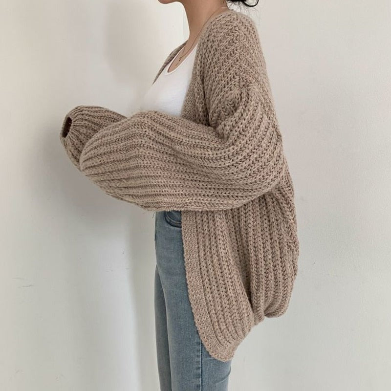 Cómodo Cárdigan para Mujer Punto-Grueso Abierto