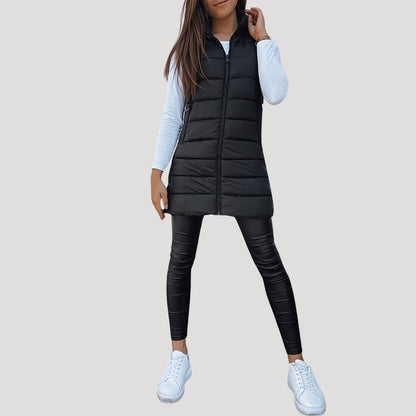 Cómodo Chaleco Acolchado para Mujer Con-Capucha Ligero