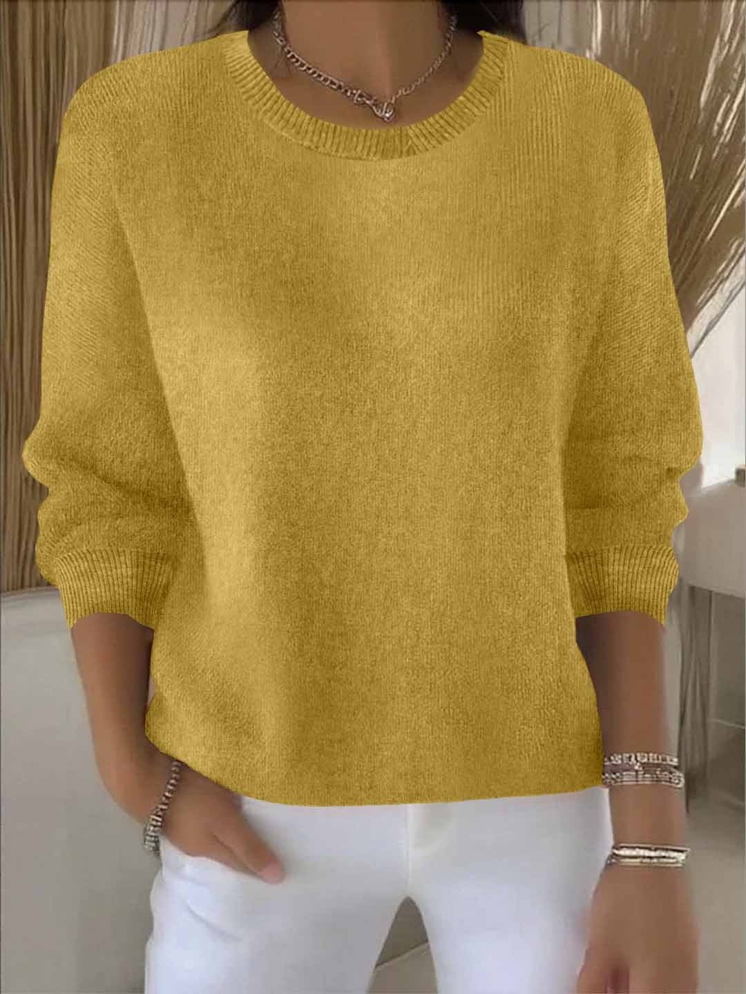 Cómodo Jersey de Punto para Mujer Manga-Larga Punto-Suave