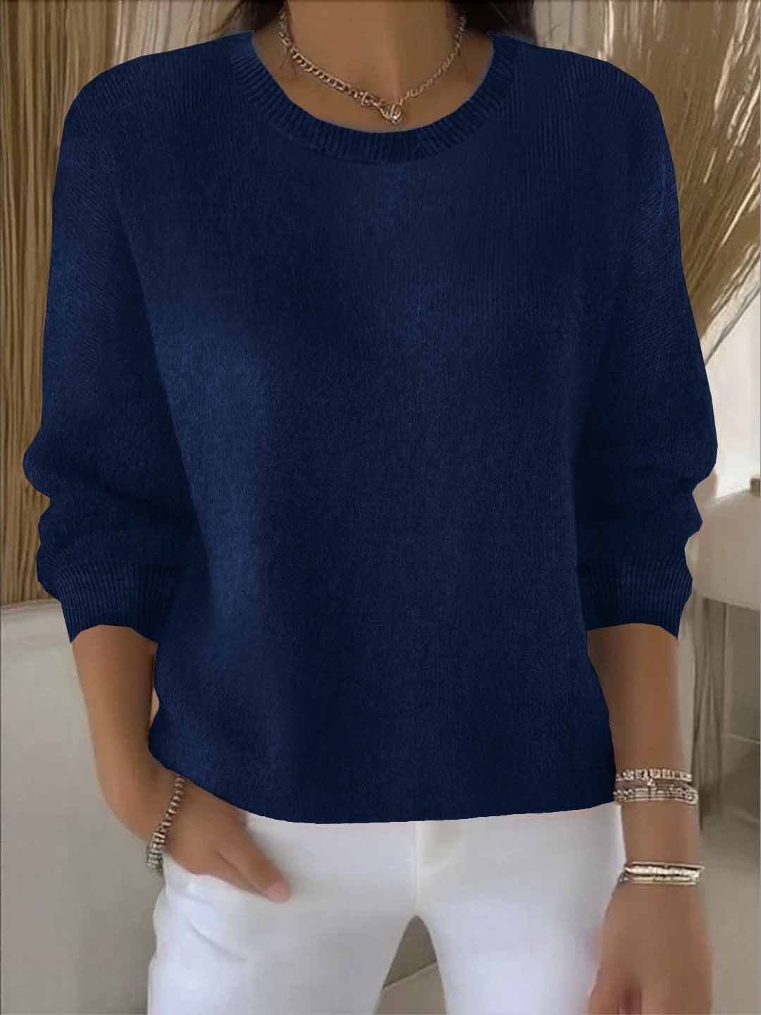 Cómodo Jersey de Punto para Mujer Manga-Larga Punto-Suave