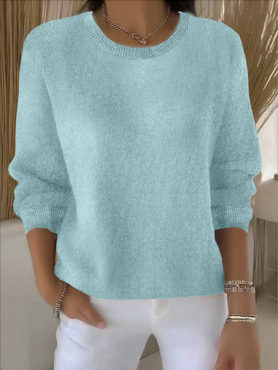 Cómodo Jersey de Punto para Mujer Manga-Larga Punto-Suave