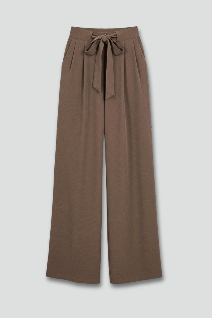 Cómodo Pantalón Palazzo para Mujer Pernera-Ancha Con-Cordón Corte-Fluido