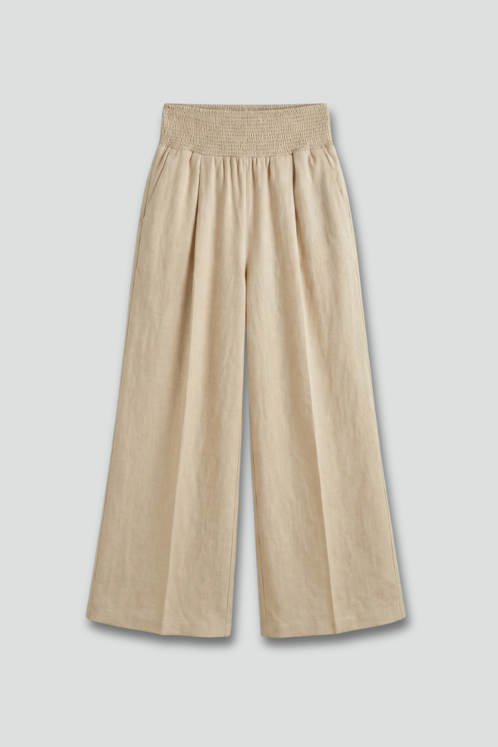 Cómodo Pantalón Palazzo para Mujer Tiro-Alto Pernera-Ancha Con-Pliegues