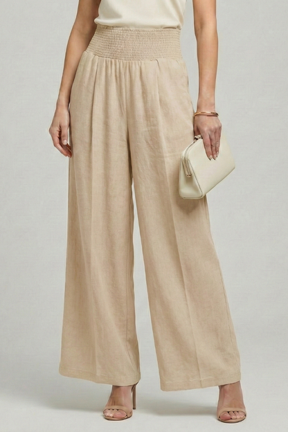 Cómodo Pantalón Palazzo para Mujer Tiro-Alto Pernera-Ancha Con-Pliegues