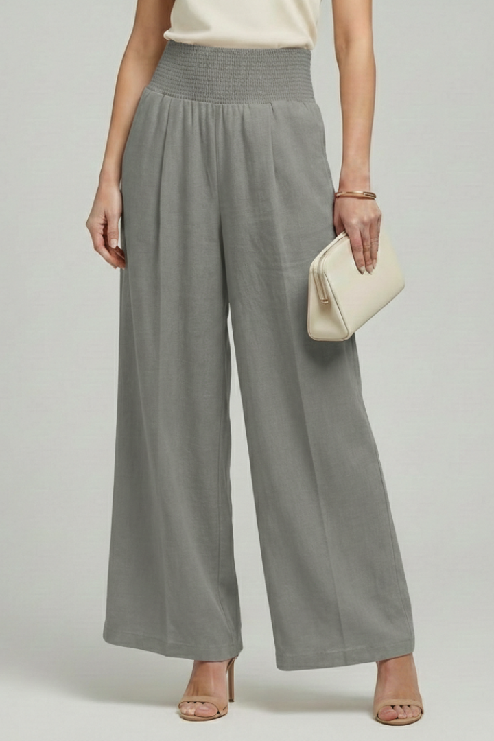 Cómodo Pantalón Palazzo para Mujer Tiro-Alto Pernera-Ancha Con-Pliegues