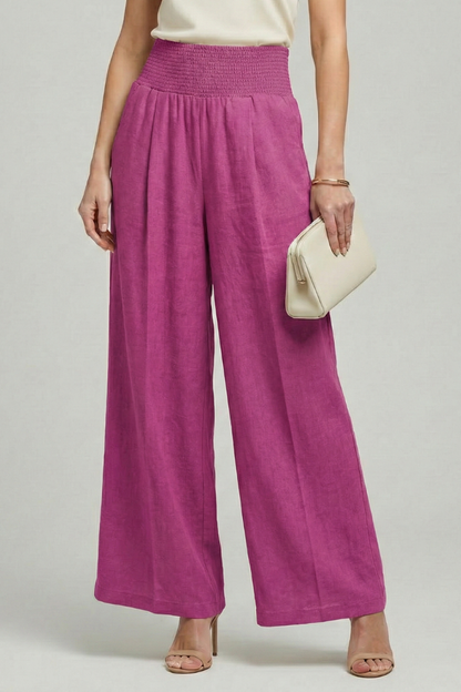 Cómodo Pantalón Palazzo para Mujer Tiro-Alto Pernera-Ancha Con-Pliegues