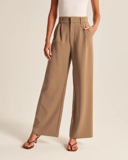 Cómodo Pantalón para Mujer Tiro-Alto Pierna-Ancha Corte-Fluido