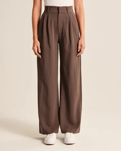 Cómodo Pantalón para Mujer Tiro-Alto Pierna-Ancha Corte-Fluido