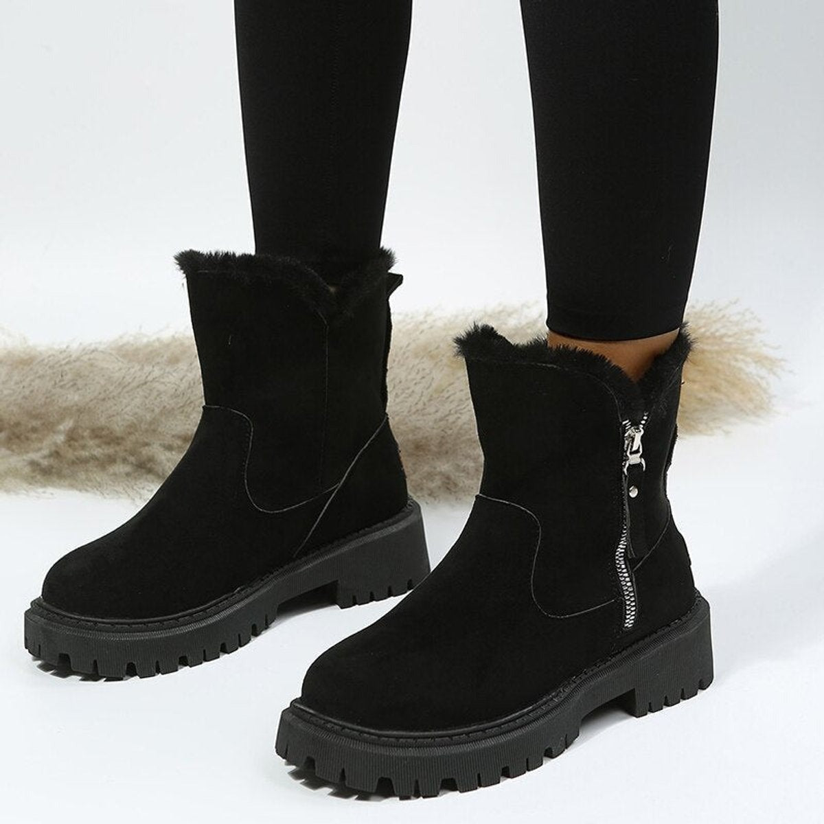 Cómodos Botines para Mujer Ante-Sintético Con-Forro Con-Cremallera