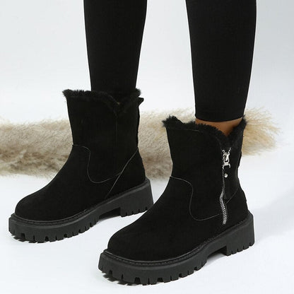 Cómodos Botines para Mujer Ante-Sintético Con-Forro Con-Cremallera