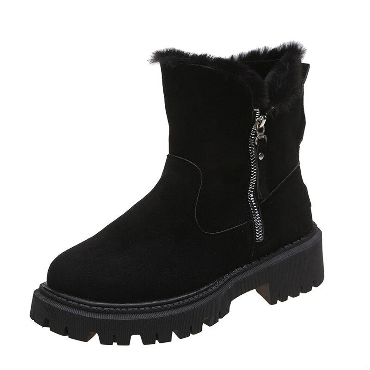 Cómodos Botines para Mujer Ante-Sintético Con-Forro Con-Cremallera