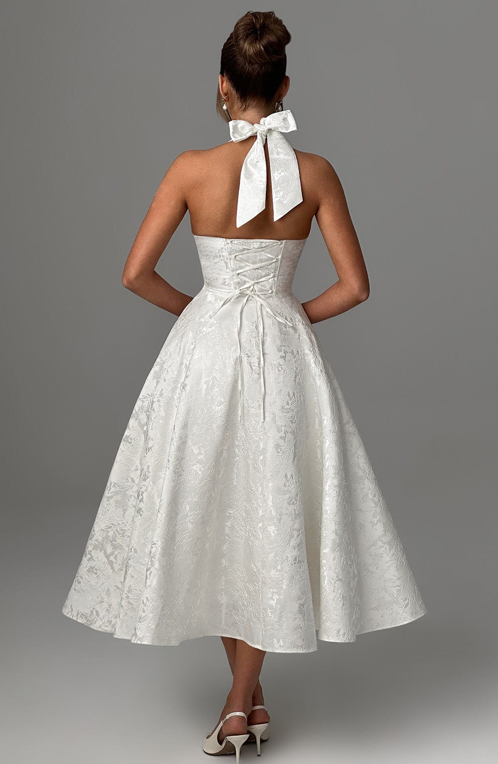 Clara | Women Wedding Guest Halter Midi Dress